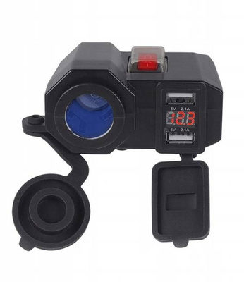MOTOCYKLOWY WOLTOMIERZ ŁADOWARKA 2x USB 2w1 B2K