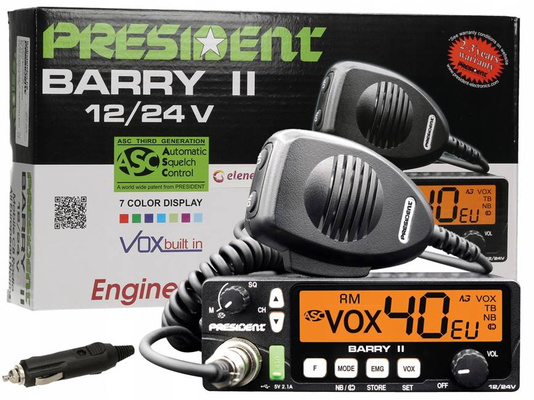 RADIO CB PRESIDENT BARRY ASC AM/FM NB 12V 24V A3K