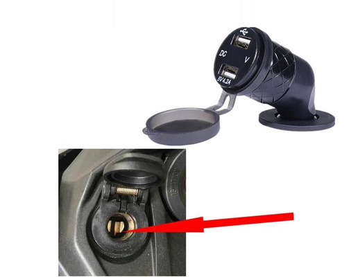 Ładowarka USB z wtyczką DIN 12V 24V woltomierz AV1