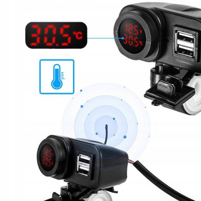 Ładowarka motocykl gniazdo USB woltomierz temp BI0