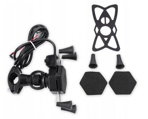 REGULOWANY UCHWYT DO TELEFONU NA MOTOCYKL USB AU9