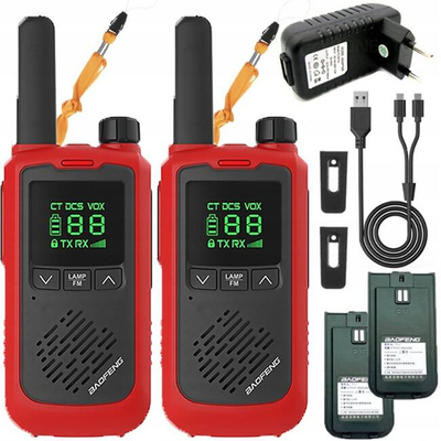 Radiotelefon Krótkofalówka Walkie-talkie BF-T17 czerwony + łoki toki BE8R