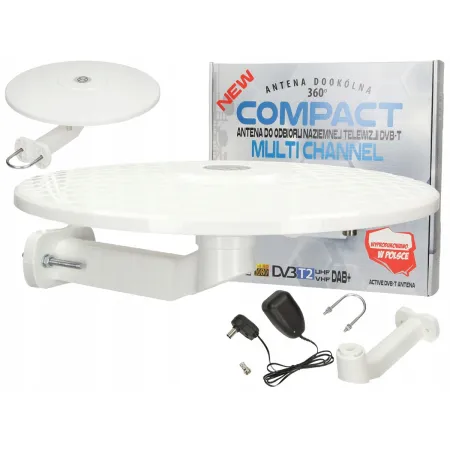 Aktywna antena dvb-t2 dookólna Kompakt zewnętrzna zasilacz 230V A9B