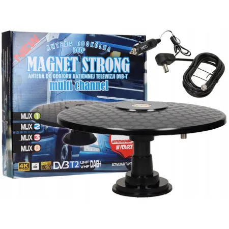 Antena naziemna dookólna DVB-T samochodowa Magnet wzmacniacz 12V 24V A5W