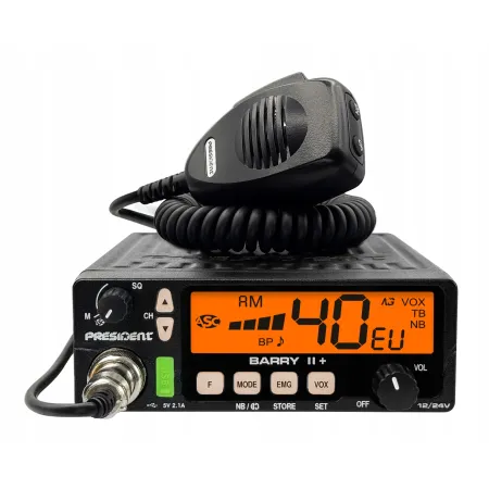 CB Radio President Barry 2 II Plus + 12V 24V radioodbiornik wtyk zapalniczki A3K