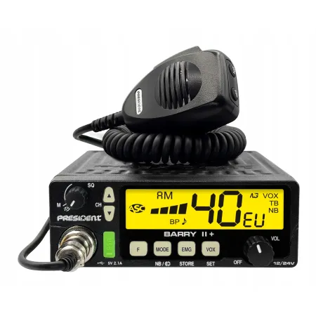 CB Radio President Barry 2 II Plus + 12V 24V radioodbiornik wtyk zapalniczki A3K