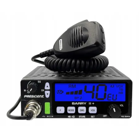 CB Radio President Barry 2 II Plus + 12V 24V radioodbiornik wtyk zapalniczki A3K