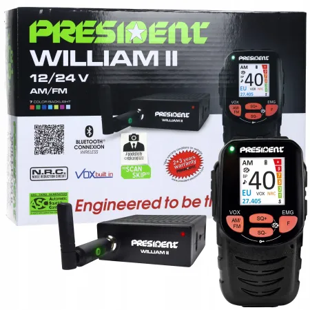 CB Radio President William II 2 bezprzewodowy mikrofon do ręki 12V 24V DE2