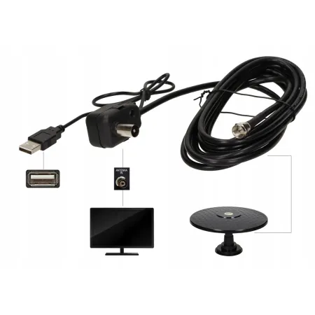 Antena naziemna dookólna DVB-T samochodowa Magnet wzmacniacz USB A6O